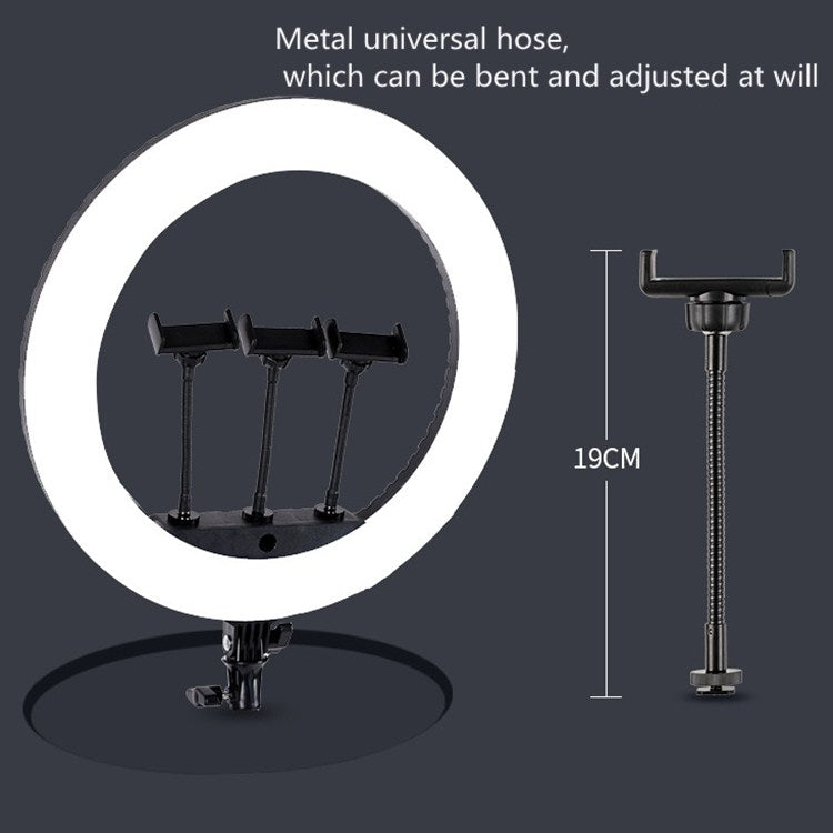 Bộ đèn LED vòng HQ-18N 18 inch 45cm cho vlog, chụp ảnh, quay video kèm điều khiển từ xa, kẹp điện thoại và chân đế 2.1m, phích cắm EU, 18 inch