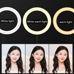 Bộ đèn LED vòng HQ-18N 18 inch 45cm cho vlog, chụp ảnh, quay video kèm điều khiển từ xa, kẹp điện thoại và chân đế 2.1m, phích cắm EU, 18 inch