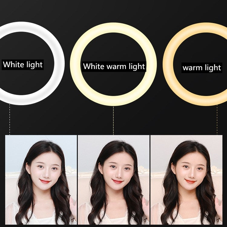 Bộ đèn LED vòng HQ-18N 18 inch 45cm cho vlog, chụp ảnh, quay video kèm điều khiển từ xa, kẹp điện thoại và chân đế 2.1m, phích cắm EU, 18 inch