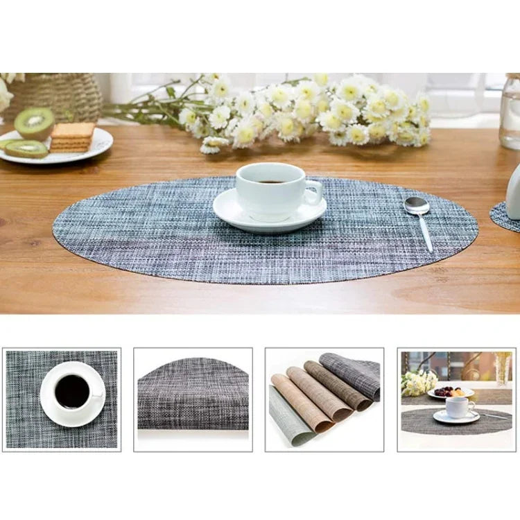Tấm lót bàn ăn hình bầu dục PVC Cách nhiệt Chống trượt Lót đĩa bát dụng cụ ăn uống