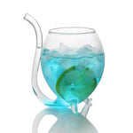 Cốc thủy tinh sáng tạo 300ML có ống hút, cốc uống nước lạnh, cốc nước ép, ly rượu, cốc nước ép 300ML