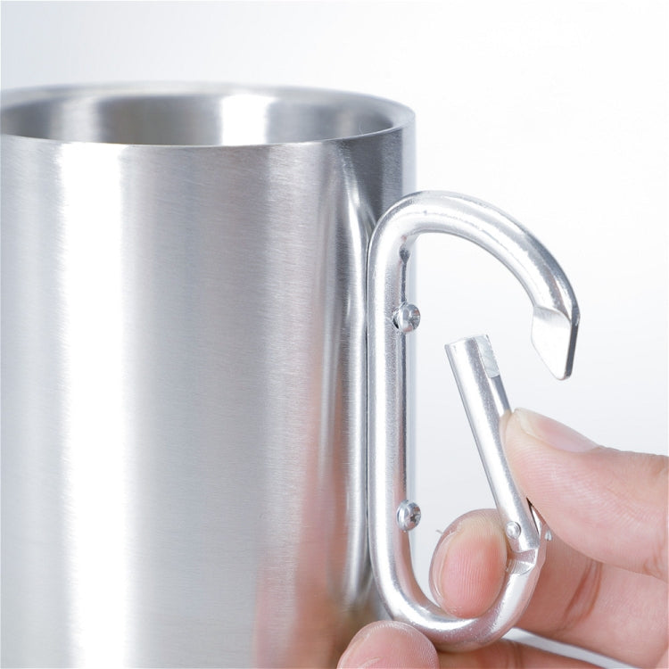 Cốc nước inox hai lớp có tay cầm carabiner, giao màu ngẫu nhiên, cốc cà phê có tay cầm carabiner