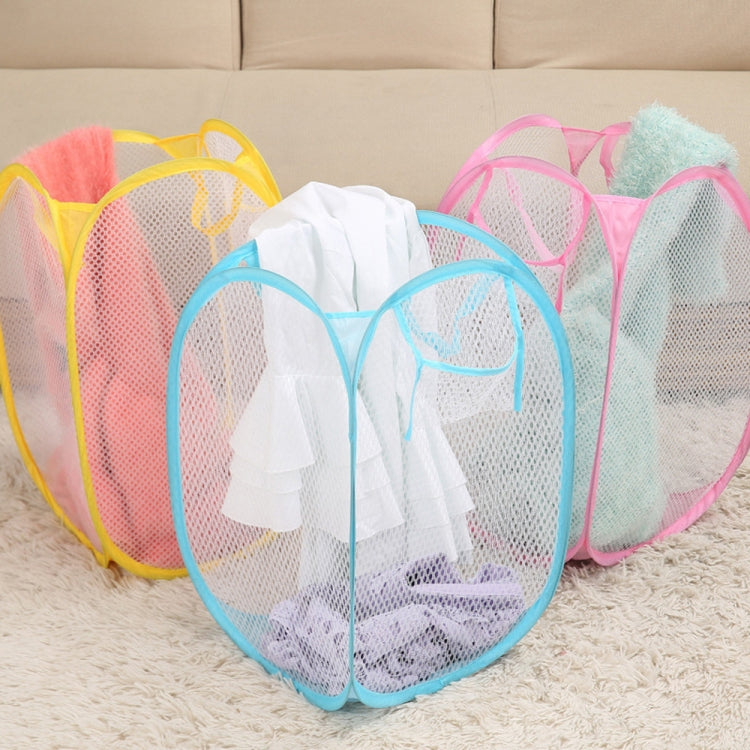 Túi giặt gấp gọn có thể bung ra, giỏ đựng quần áo bẩn lưới màu tím
