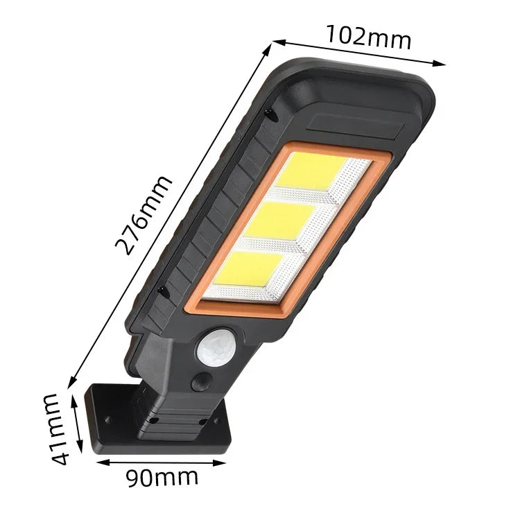 Đèn tường cảm ứng thân đèn năng lượng mặt trời LED ngoài trời chống nước đèn đường, 128 COB
