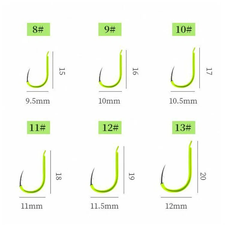 Bộ móc đôi chống rối 5 trong 1 cho câu cá chép bạc, lò xo móc câu, cỡ 8, 9, 10, 11, 12, 13