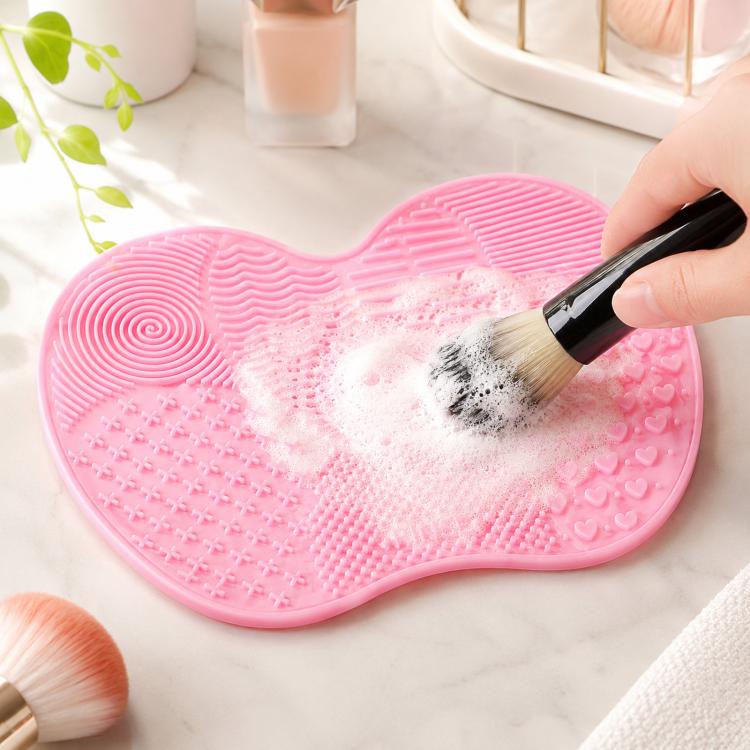 Thảm Rửa Cọ Silicone Dụng Cụ Rửa Cọ Trang Điểm Cọ Mày Miếng Rửa Bàn Chải Dụng Cụ Làm Sạch Trang Điểm, Hồng, Xanh, Đen, Tím Đậm, Tím Nhạt, Đỏ Hoa Hồng