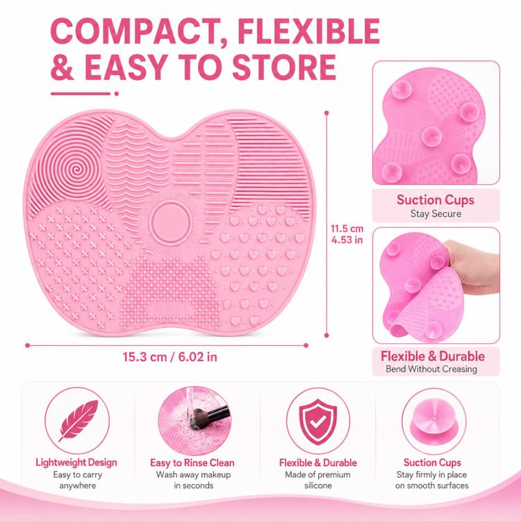 Thảm Rửa Cọ Silicone Dụng Cụ Rửa Cọ Trang Điểm Cọ Mày Miếng Rửa Bàn Chải Dụng Cụ Làm Sạch Trang Điểm, Hồng, Xanh, Đen, Tím Đậm, Tím Nhạt, Đỏ Hoa Hồng