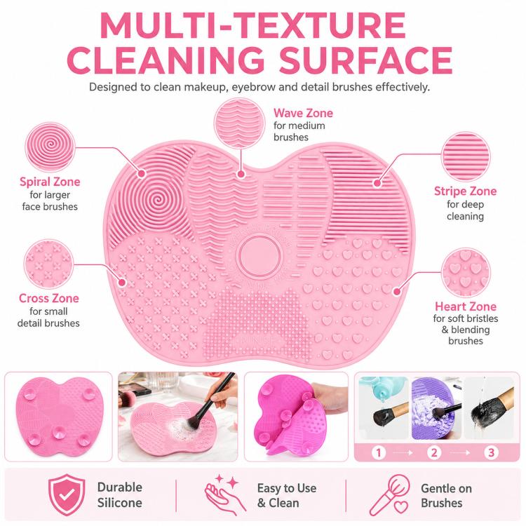 Thảm Rửa Cọ Silicone Dụng Cụ Rửa Cọ Trang Điểm Cọ Mày Miếng Rửa Bàn Chải Dụng Cụ Làm Sạch Trang Điểm, Hồng, Xanh, Đen, Tím Đậm, Tím Nhạt, Đỏ Hoa Hồng