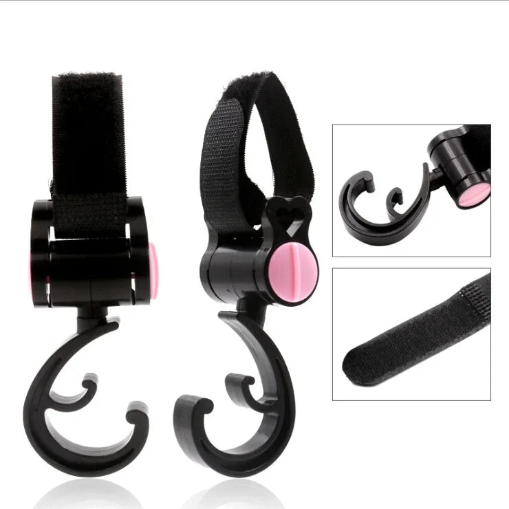 2 chiếc / bộ móc phụ kiện xe đẩy cho bé, móc nhựa đa chức năng màu đen, móc nhựa (hồng), móc nhựa (vàng)