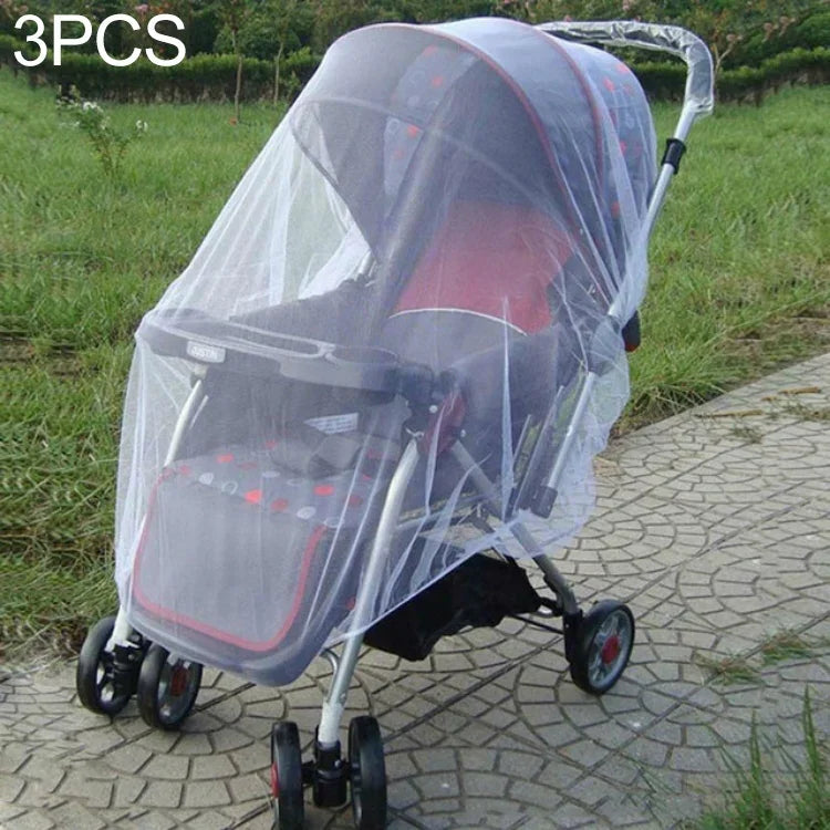 3 chiếc lưới chống muỗi cho xe đẩy em bé dài 150cm, Lưới bảo vệ an toàn cho trẻ sơ sinh, Phụ kiện xe đẩy chống muỗi