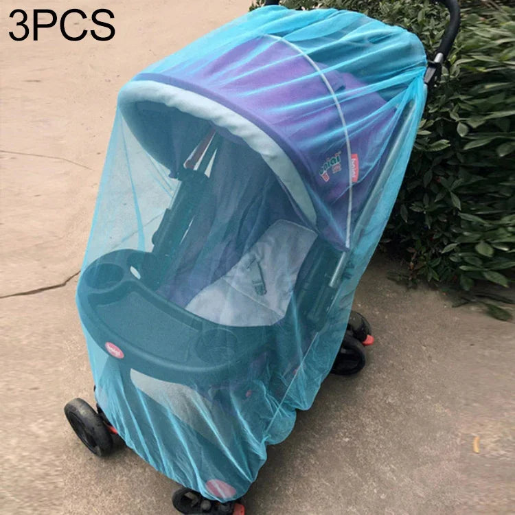 3 chiếc lưới chống muỗi cho xe đẩy em bé dài 150cm, Lưới bảo vệ an toàn cho trẻ sơ sinh, Phụ kiện xe đẩy chống muỗi
