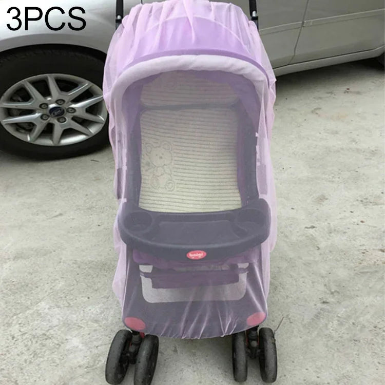 3 chiếc lưới chống muỗi cho xe đẩy em bé dài 150cm, Lưới bảo vệ an toàn cho trẻ sơ sinh, Phụ kiện xe đẩy chống muỗi