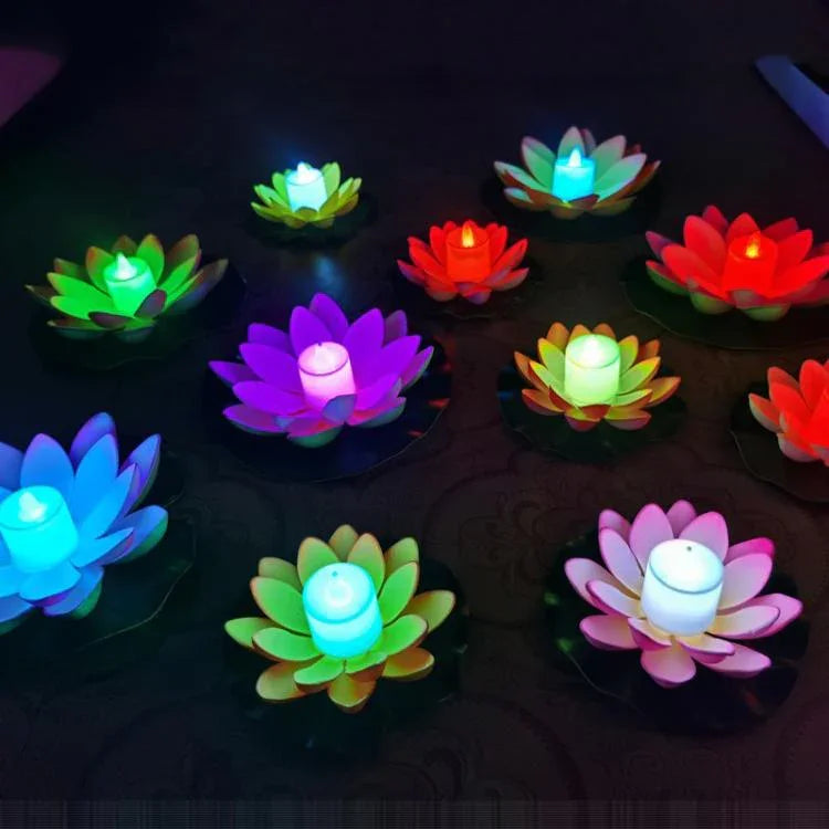 Đèn pha LED 3 màu hình hoa sen nổi nhân tạo cho hồ bơi ngoài trời, tiệc ước nguyện