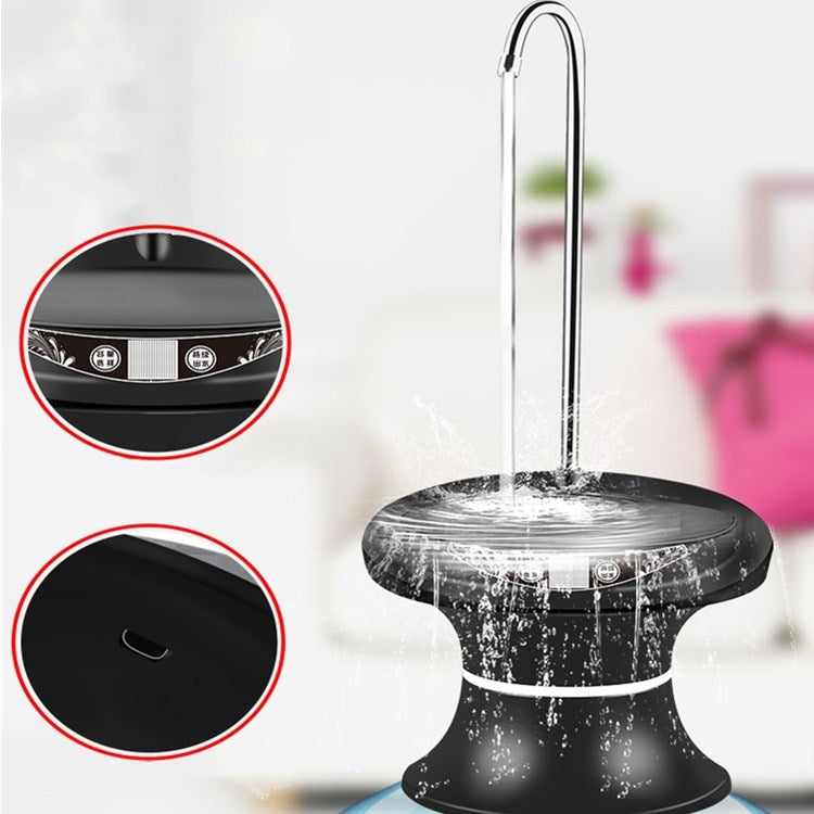 Khay bơm nước, bơm nước USB sạc lại không dây, xô nước khoáng điện tự động, màu đen