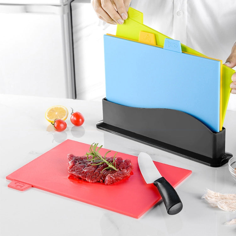 Bộ thớt phân loại 4 trong 1, thớt nhựa đa năng cho gia đình, bộ thớt cắt trái cây hình vuông 4 trong 1