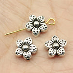 30 hạt charm hoa hợp kim bạc Tây Tạng, hạt spacer hoa, kích thước: 9x9x5mm