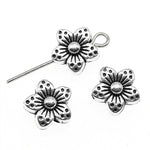 30 hạt charm hoa hợp kim bạc Tây Tạng, hạt spacer hoa, kích thước: 9x9x5mm