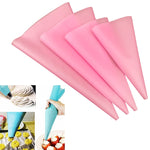4 cái túi kem silicon để trang trí bánh, đầu túi kem, dụng cụ làm bánh DIY, túi kem màu xanh, túi kem màu trắng, túi kem màu hồng, túi kem màu xanh lá