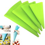 4 cái túi kem silicon để trang trí bánh, đầu túi kem, dụng cụ làm bánh DIY, túi kem màu xanh, túi kem màu trắng, túi kem màu hồng, túi kem màu xanh lá
