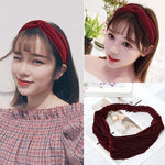 2 chiếc băng đô nhung rộng thắt nút chéo thời trang băng đô đàn hồi cho nữ