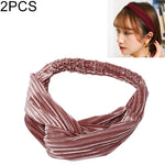 2 chiếc băng đô nhung rộng thắt nút chéo thời trang băng đô đàn hồi cho nữ