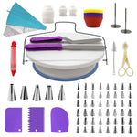 Bộ bàn xoay trang trí bánh 106 trong 1, dụng cụ làm bánh bằng thép không gỉ, 106 món/bộ màu tím, 106 món/bộ màu xanh dương