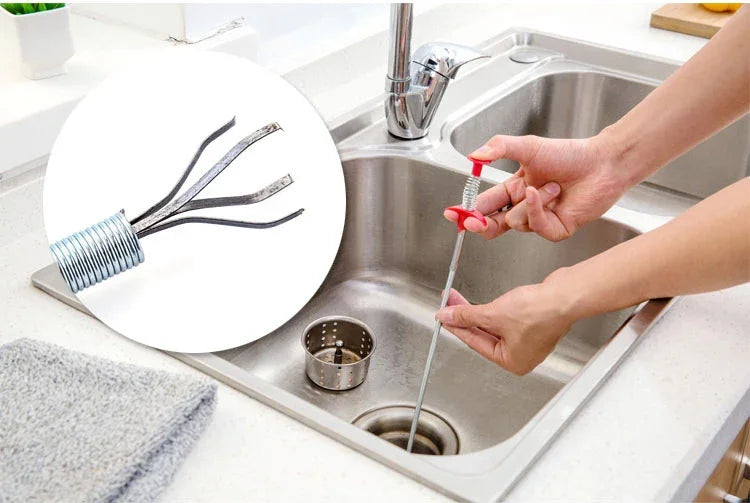 Bàn chải dây kim loại cầm tay làm sạch bồn rửa bếp, thiết bị thông cống, 60cm