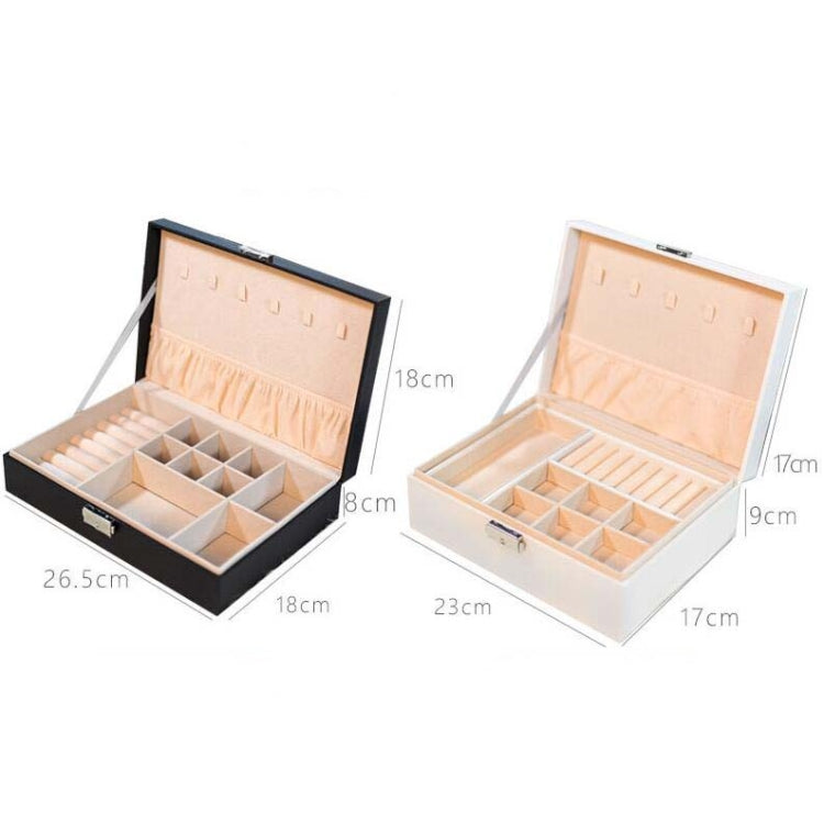 Hộp đựng trang sức da di động lưu trữ dây chuyền nhẫn đồng hồ, hộp hai tầng