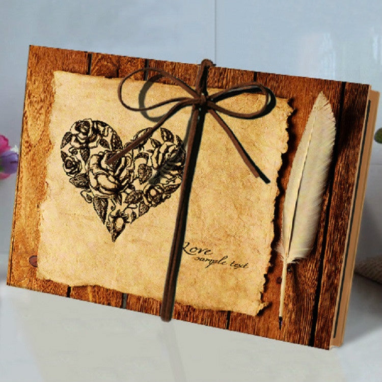 Album thủ công gấp 18 trang, 34 mặt, phong cách cổ điển, trang giấy kraft, trang kraft đen bên trong, trang kraft màu cà phê bên trong