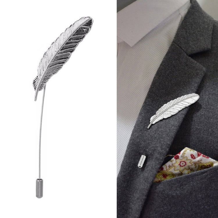 Ghim cài áo hình lá lông dễ thương, màu vàng, bạc