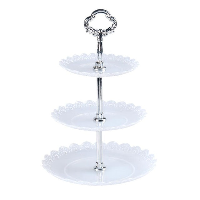 Kệ đựng bánh sinh nhật ba tầng, đĩa trái cây, giá đựng món tráng miệng, trong suốt