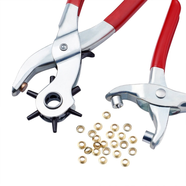 Bộ kìm đục thép 45# gồm kìm đục lỗ và phụ kiện sắt, phù hợp đục da (màu đỏ)