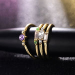 4 PCS Women Vintage Bohemian Crystal Zircon Ring Set, 6, 7, 8, 9, 5, 10