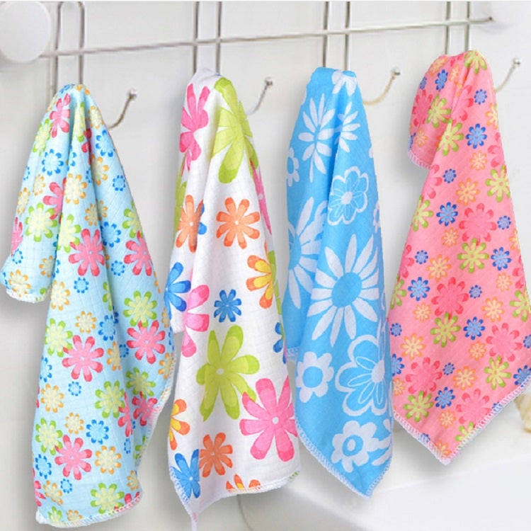 Bộ 4 Chiếc Khăn Lau In Hoa Bằng Sợi Microfiber, Khăn Microfiber In Họa Tiết