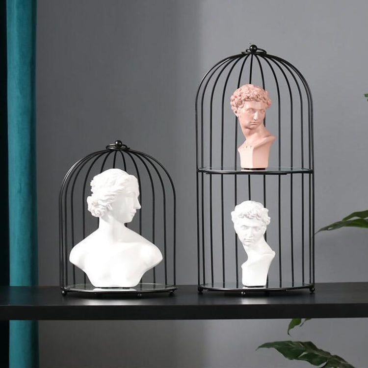Kệ đựng mỹ phẩm hình lồng chim kệ để bàn tủ trang điểm kệ hoàn thiện chăm sóc da, màu đen nhỏ, đen lớn, vàng nhỏ, vàng lớn