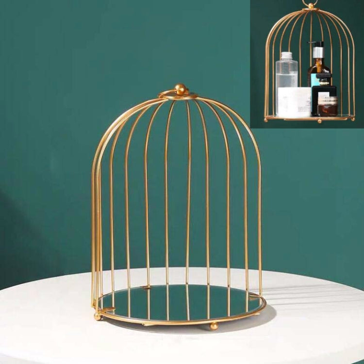 Kệ đựng mỹ phẩm hình lồng chim kệ để bàn tủ trang điểm kệ hoàn thiện chăm sóc da, màu đen nhỏ, đen lớn, vàng nhỏ, vàng lớn