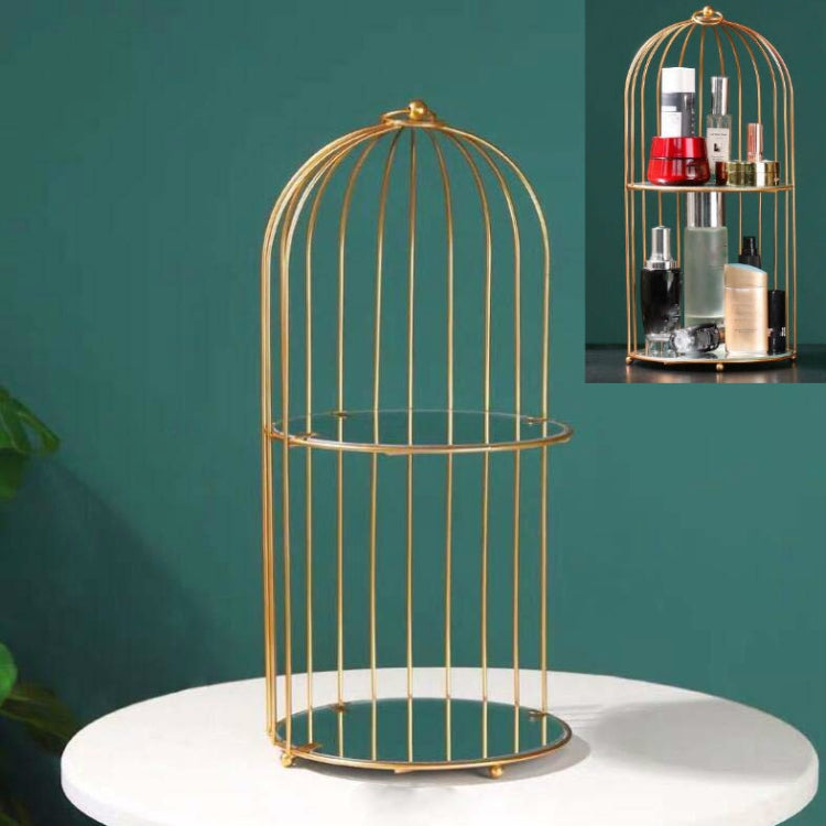 Kệ đựng mỹ phẩm hình lồng chim kệ để bàn tủ trang điểm kệ hoàn thiện chăm sóc da, màu đen nhỏ, đen lớn, vàng nhỏ, vàng lớn