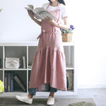 Tạp dề dài ôm sát đuôi cá bằng vải cotton linen, dành cho cửa hàng hoa và làm móng
