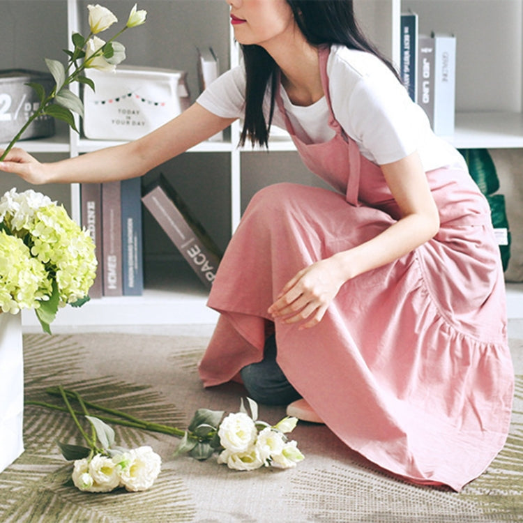 Tạp dề dài ôm sát đuôi cá bằng vải cotton linen, dành cho cửa hàng hoa và làm móng