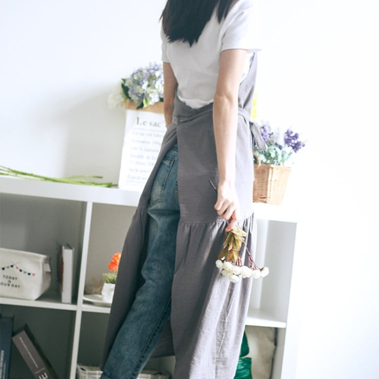 Tạp dề dài ôm sát đuôi cá bằng vải cotton linen, dành cho cửa hàng hoa và làm móng