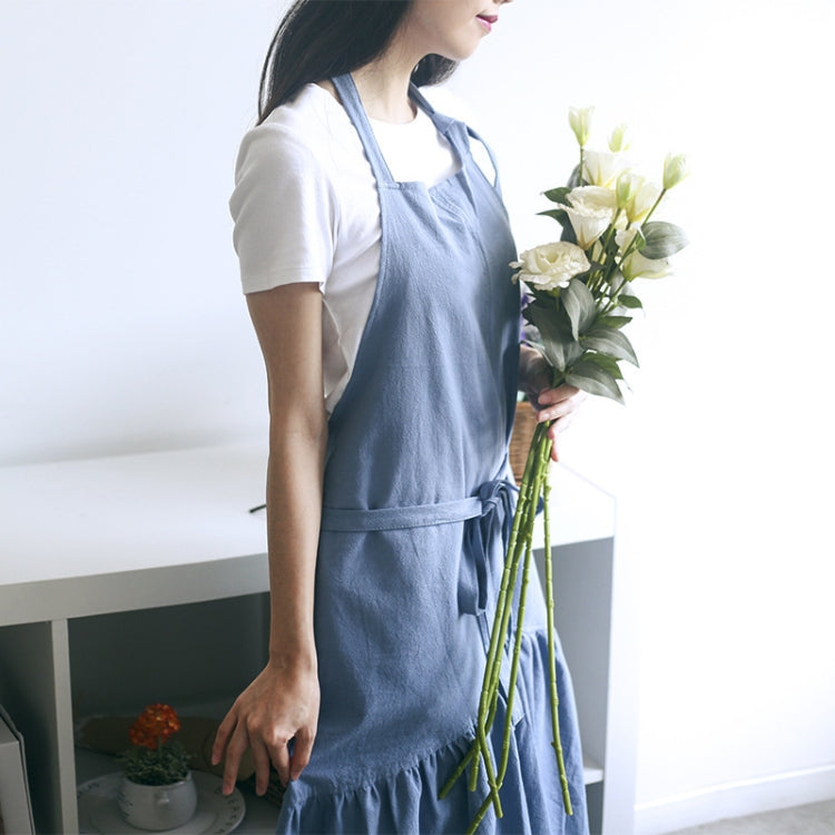 Tạp dề dài ôm sát đuôi cá bằng vải cotton linen, dành cho cửa hàng hoa và làm móng