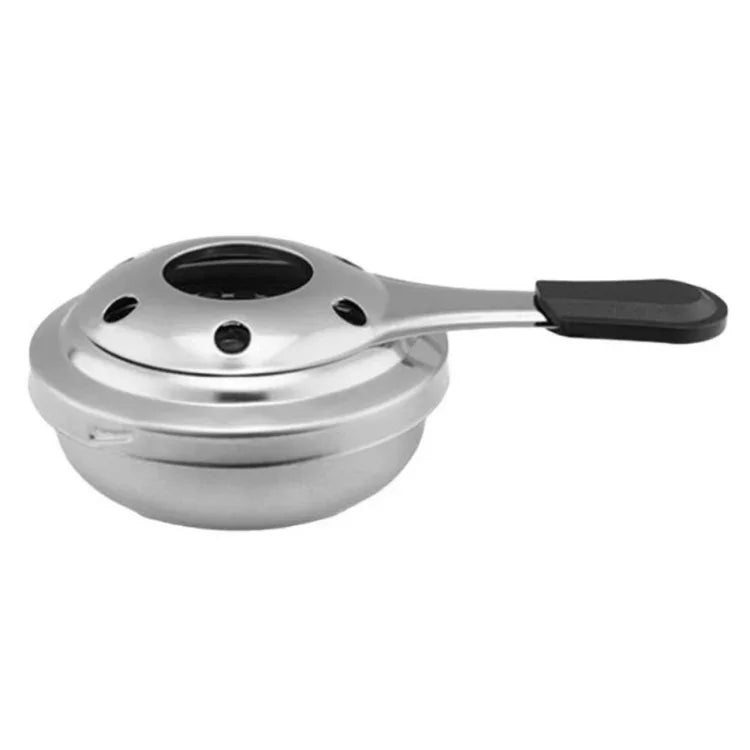 Bếp rượu mini ngoài trời tay cầm thép không gỉ, bếp cồn nhỏ chống gió, 9.5cm