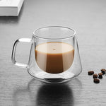 Cốc đôi cách nhiệt cho văn phòng, cốc cà phê đôi, ly thủy tinh cà phê, có nhãn, không nhãn