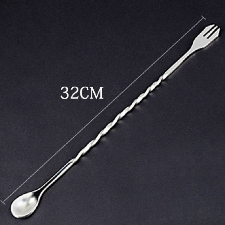 2 Chiếc Muỗng Nĩa Tay Cầm Dài Bằng Thép Không Gỉ Dụng Cụ Khuấy Đá Cocktail Hai Đầu, Que Khuấy Rượu