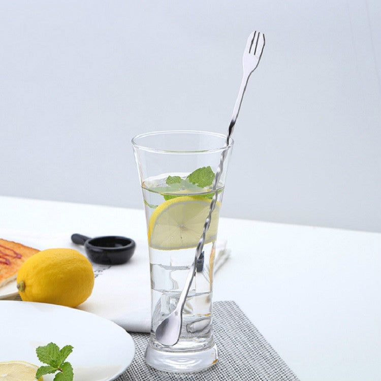 2 Chiếc Muỗng Nĩa Tay Cầm Dài Bằng Thép Không Gỉ Dụng Cụ Khuấy Đá Cocktail Hai Đầu, Que Khuấy Rượu