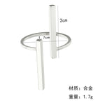 Nhẫn mở hình học đơn giản sáng tạo, trang sức cá tính, màu đen, bạc, vàng