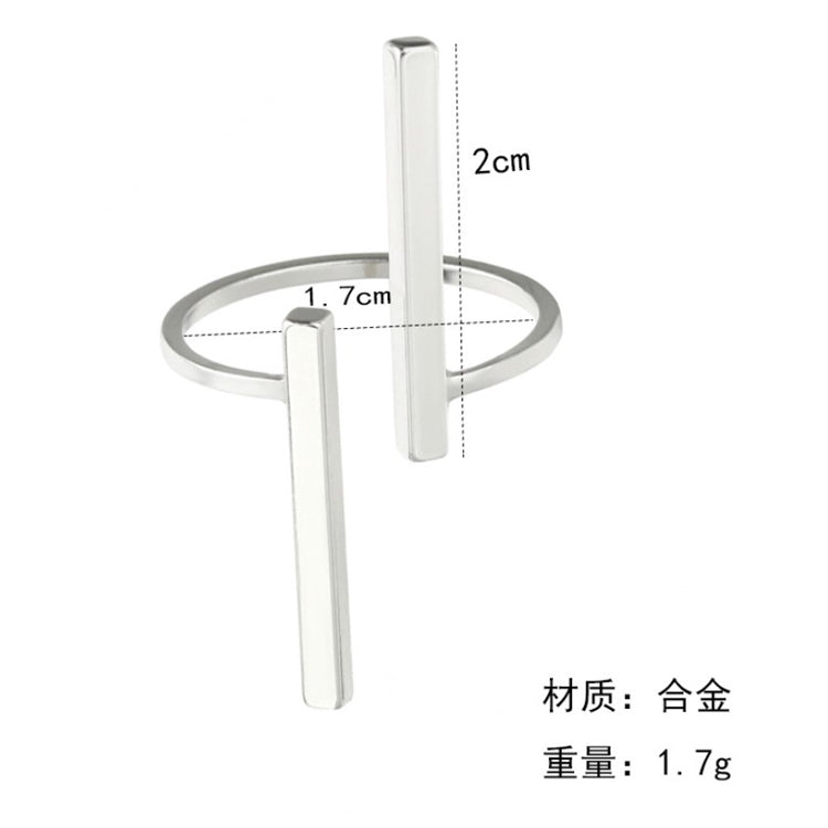 Nhẫn mở hình học đơn giản sáng tạo, trang sức cá tính, màu đen, bạc, vàng