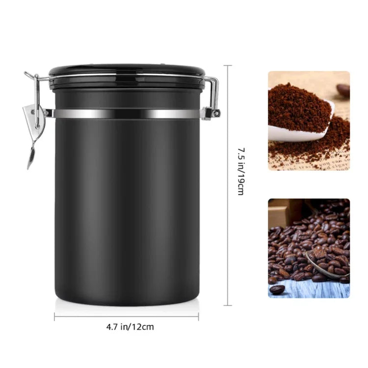 Hộp Đựng Cà Phê Thép Không Gỉ, Hộp Đựng Trà Nhà Bếp Màu Đen, Hộp Đựng Cà Phê Trà, Dụng Cụ Trà Cà Phê