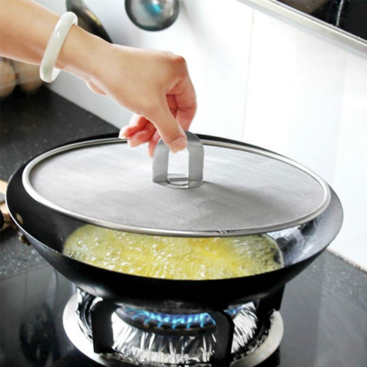 Nắp chống dầu bằng thép không gỉ, lưới chống bắn dầu chiên, khay pizza, dụng cụ nhà bếp, nắp chống dầu 33cm