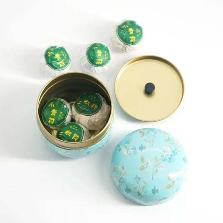 Hộp trà HOOMIN, Hũ đựng trà, Giá đựng trà, Hộp đựng Matcha, Hộp tổ chức bột cà phê mini, Hộp kim loại tròn đa chức năng, Màu anh đào, Hoa Moshan